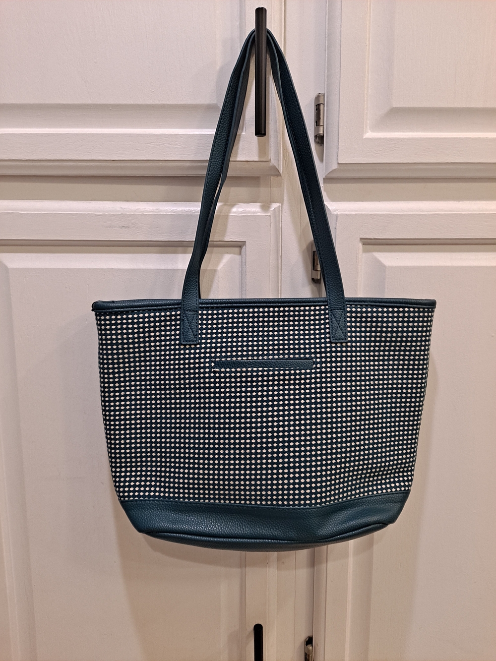 Thirty-One Jewell Collection Little Dreamer Teal White Dotty Weave Pattern Tote